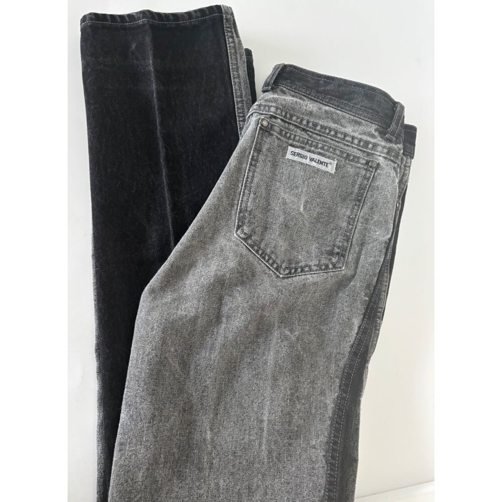 VTG Sergio Valente Jeans 32 Two-Tone High Rise Straight Leg Festival Streetwear - Picture 1 of 16